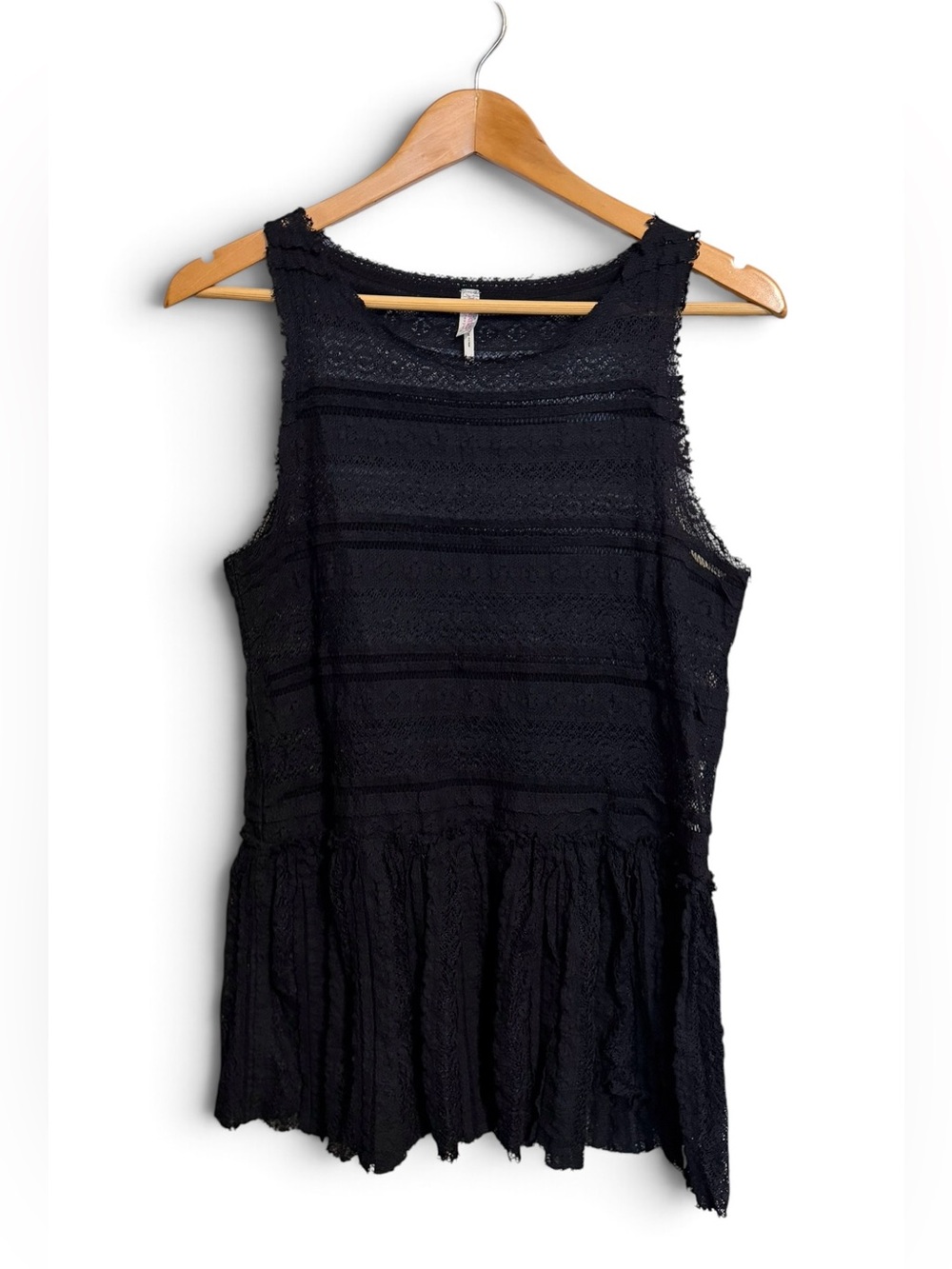 Black Lace Peplum Tank Top - Womens Sleeveless Layer